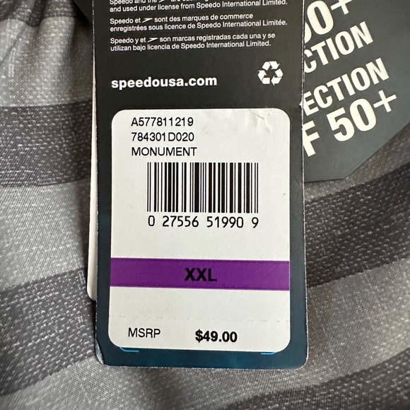 Speedo‎ Comfort Stretch Stripped Swim Shorts Trunks 18” Mens Size XXL Gray Black - Picture 5 of 5